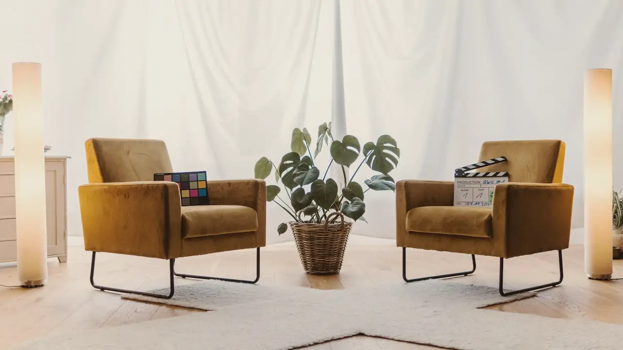 Twee fauteuils in een lichte behandelkamer